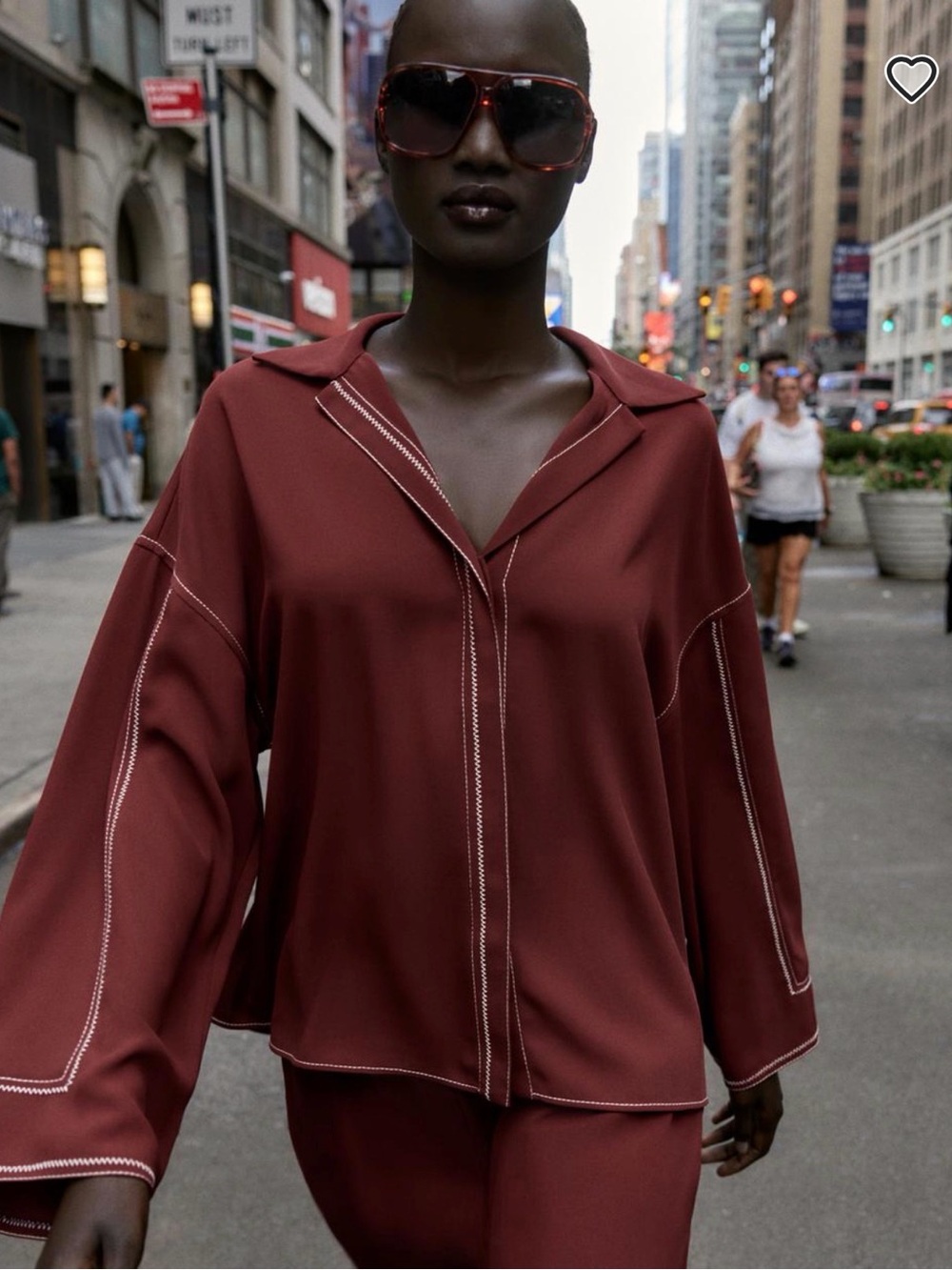 Zara Red Oversized Button-Front Top - Picture 10 of 12